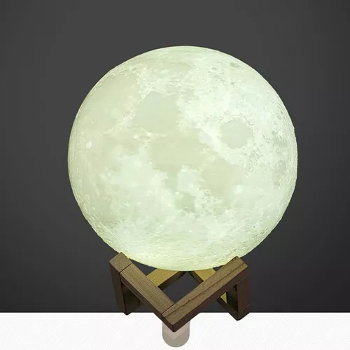  BRIGHTWORLD Lámpara de luna, luz nocturna de luna, impresión  3D, lámpara lunar de 7.1 pulgadas para niños, regalo para mujeres,  recargable por USB, control táctil, brillo, blanco cálido y frío 