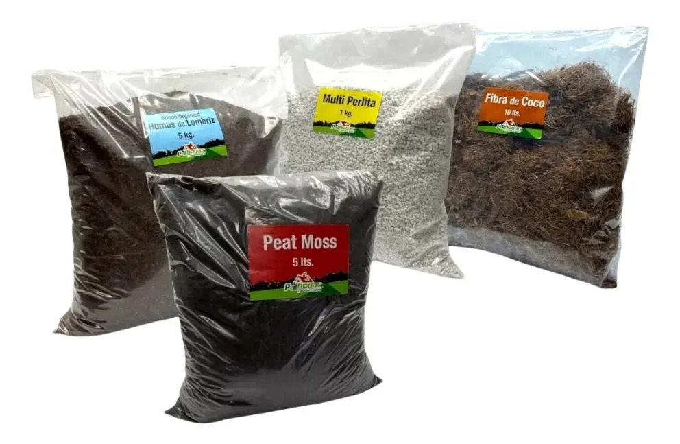 Kit De Sustratos Fibra De Coco, Peat Moss, Perlita, Humus