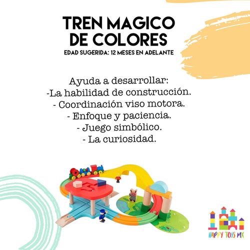 Juguete Didáctico Infantil Tren Mágico De Colores Vehículos