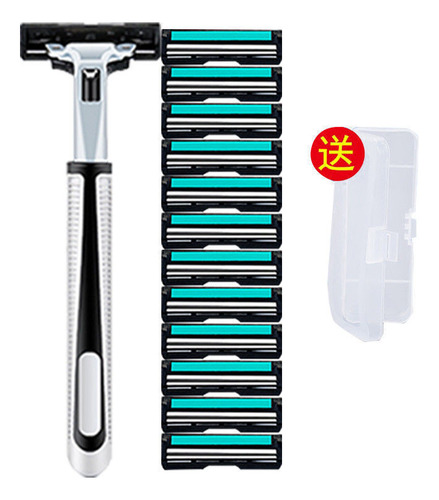 1 Portacuchillas + 12 Hojas De Doble Capa + Caja Portacuchil