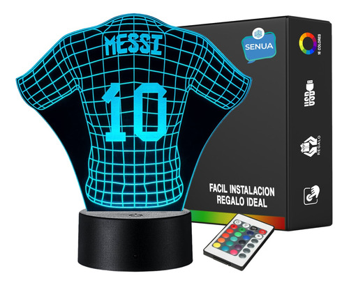 Lámpara Led Messi Camiseta Uniforme Fútbol Regalo Holograma 