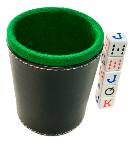 Domino Cebra Deluxe Ingles + Cubilete Liso + Dados De Poker
