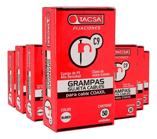 Grampas Sujeta Cable Tacsa N° 9 Para Cable Coaxil Caja X 50u