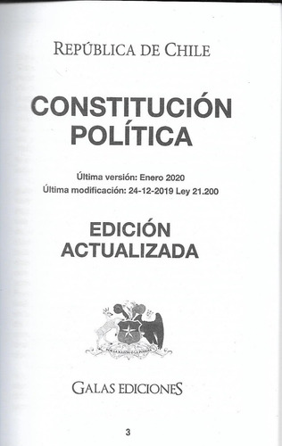 Constitución Política De Chile Actualizada 2019