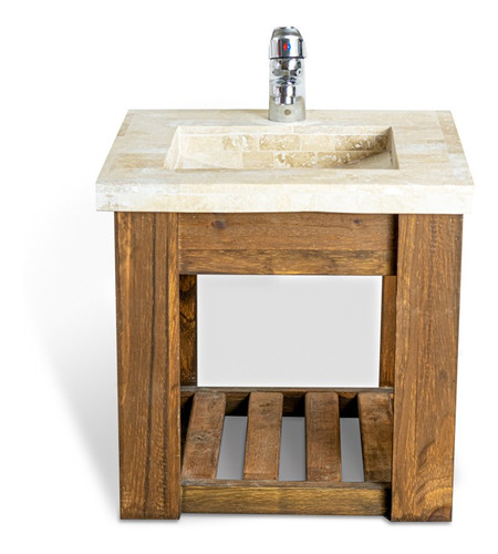 Imagen 3 de 8 de Vanitory Colgante 40cm Bacha Travertino Griferia