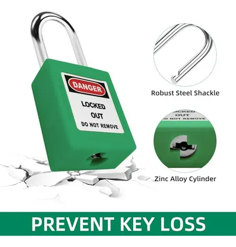 Candados Loto Verde Set-10pcs, Seguridad Eléctrica Osha