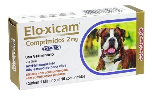 Anti-inflamatório - Elo-xicam 2,0 Mg - P/ Cães - C/ 10 Cpr