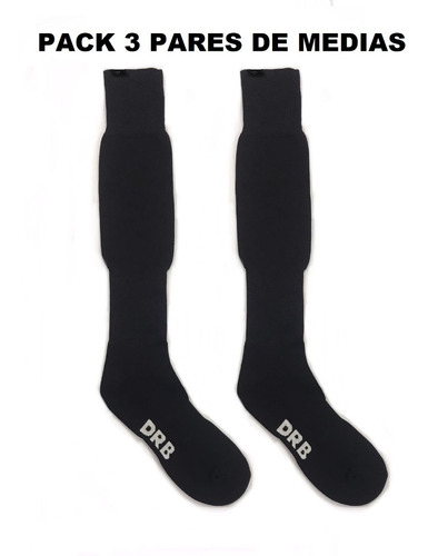 Pack 3 Pares Medias De Futbol Drb Color Negro Talla Adulto