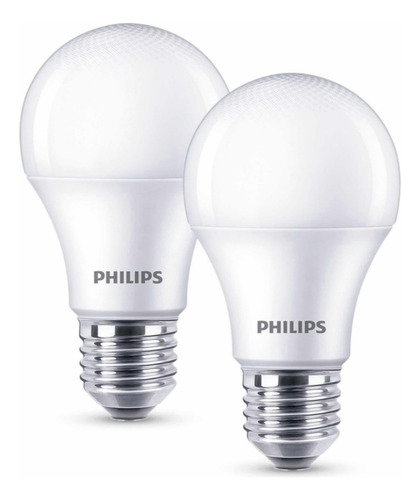 Pack 2 Ampolletas Led Philips 9w E27 Luz Fría