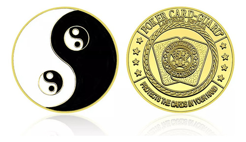 Robmar Moneda Del Yin Y El Yan Pintada Y Bañado En Oro 24k