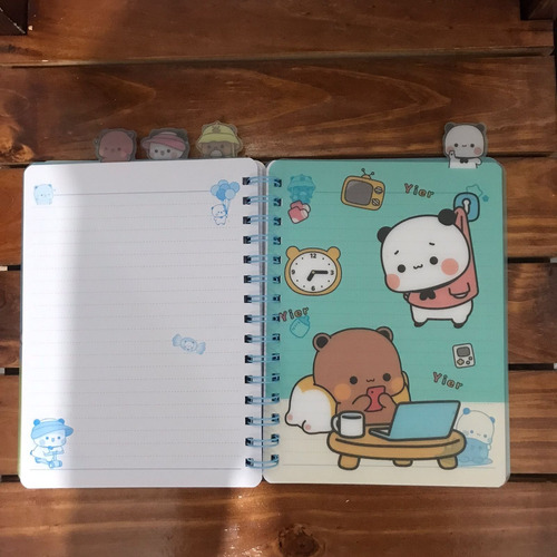 Caderno Bubu Dudu Holográfico - A5 - Com Divisórias - Kawaii Azul-claro