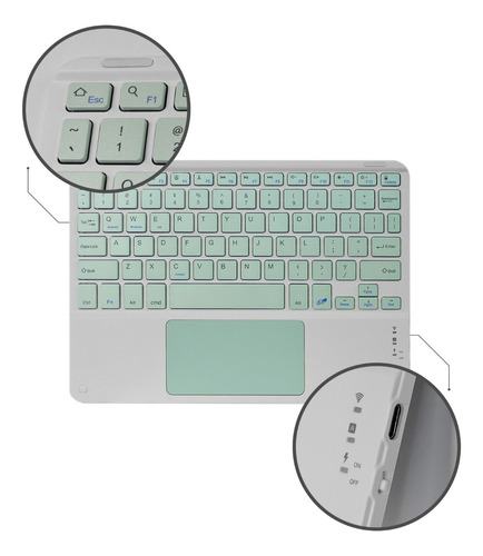 Teclado Inalámbrico + Trackpad (mouse) Bluetooth Recargable