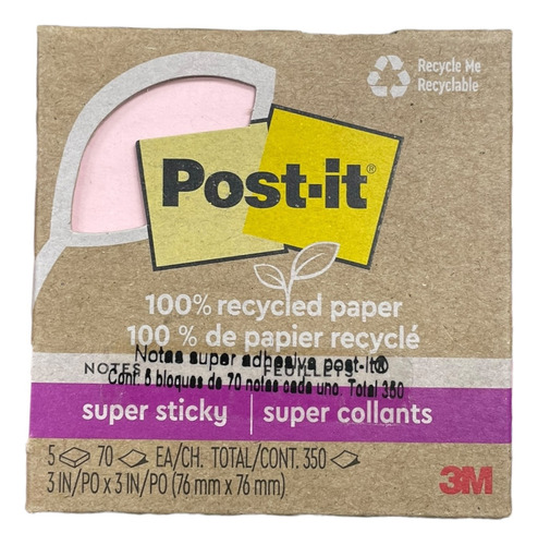Post-it Notas Super Adhesivas Pastel Papel 100% Reciclado