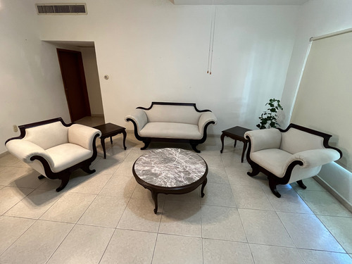 Juego De Sala Con Mesa De Centro De Mármol Y 2 Laterales Beige (Usado)