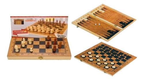 Juego De Mesa 3 En 1 Damas-ajedrez-backgammon Rayuela 