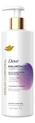 Serum Corporal Acido Hialuronico Dermo Renovador Dove 1 L Sin Olor