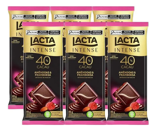 Barra Lacta 40% Cacau AmĂȘndoas&framboesa 85g Kit C/12