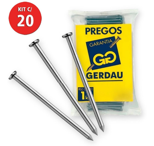 Imagem 1 de 3 de Prego 23x54 Com Cabeça 20kg Gerdau
