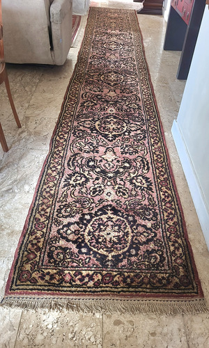 Tapete Passadeira Persa Antiga Muito Grande Rara 5.2 M 80 Cm Floral Salmão Claro (Usado)