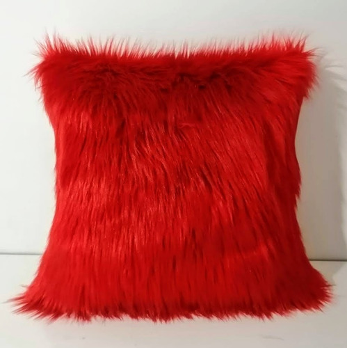 Cojín Peludo Peluche Rojo