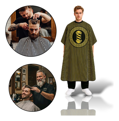 Kit Combo Set De 3 Capas De Barbería Peluquería Profesional Capa Polo De Barbería Amarillo