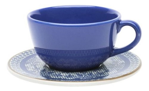 Taza De Te Con Plato Unni Ceramica Oxford Jeans 200cc