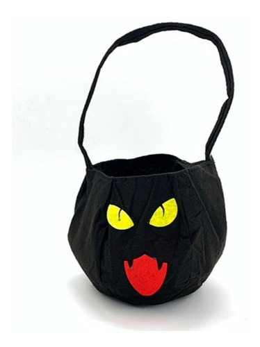 Bolsa Fieltro Halloween Para Dulces Gato Negro Vampiro