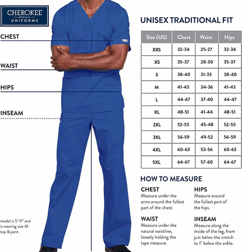 Uniforme Clínico Cherokee (polera-pantalón) Azul Rey Talla M