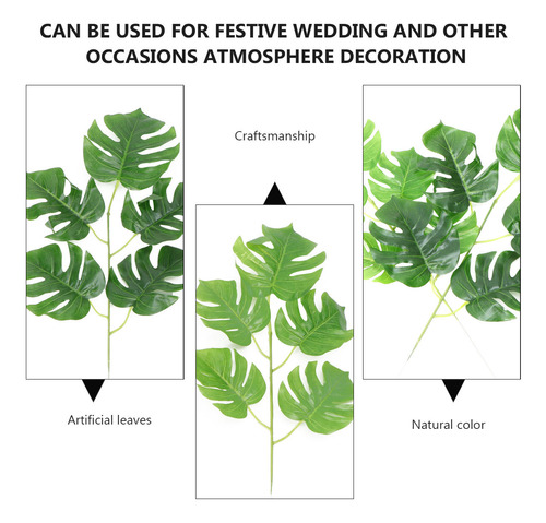 10 Unidades De Hojas Artificiales De Monstera Con 5 Ramas, S