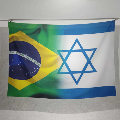 Bandeira Israel E Brasil Em Tecido Oxford Missões Culto