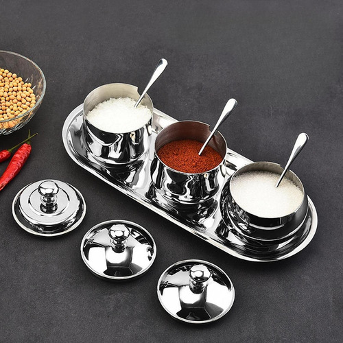 Caja De Condimentos Dividida Con Tapa, Cuchara Y Estilo A