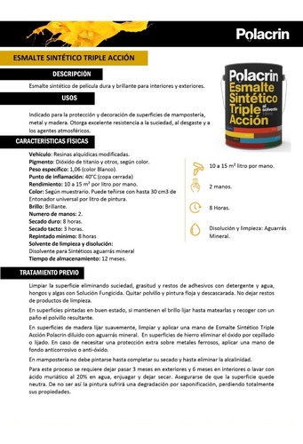 Imagen 2 de 5 de Esmalte Antioxido Sintetico Polacrin X 1lt Sinteplast 3 En 1