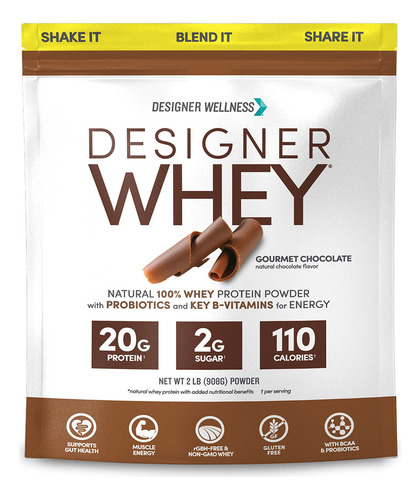 Designer Protein Whey Protein Powder, Gourmet Chocolate, 2 L