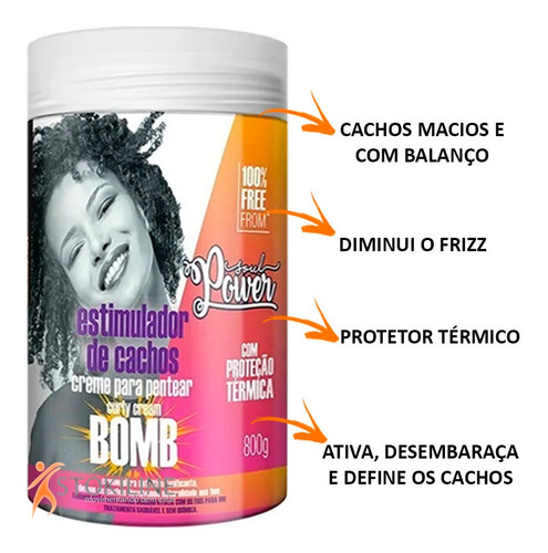 2 Unid Creme Para Pentear Curly Cream Bomb 800ml Soul Power