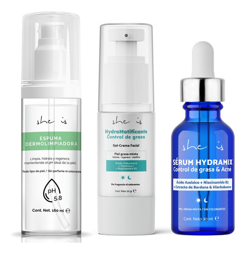 Set Facial Control Grasa Plus (3 Productos) She Is Skincare