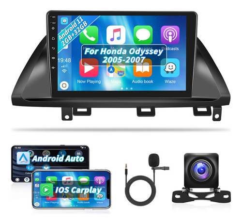 Autoestéreo Carplay Android 11 32g P/honda Odyssey 2005-10