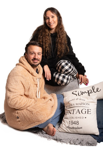 Imagen 6 de 8 de Buzo Pijama Hoodie Canguro Corderito Capucha Hombre Mujer