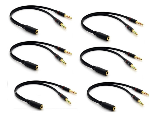 Pack X6 Cable Adaptador 3.5mm Para Audifonos Con Micrófono