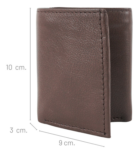 Cartera Triple Premium Hombre Cierre Interno Piel Genuina Chocolate