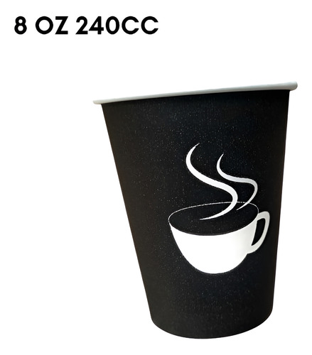 Vasos Polipapel Negro Diseño 8oz 240cc X 1.000 Unidades Negro