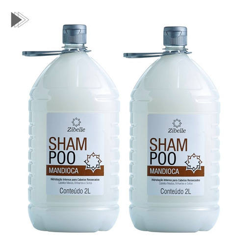 Kit 2 Shampoo Mandioca Maciez E Brilho Intenso 2l Zibelle