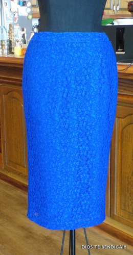 Falda Vintage Azul Rey De Macrame Tm