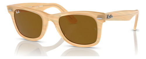 Ray Ban Original Wayfarer Change Rb2140 140833 50 Foto padrão polida, listrada, marrom, lentes marrons
