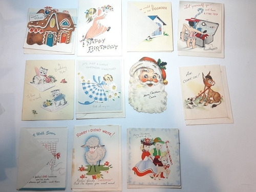 Imagen 1 de 7 de Antigua Tarjeta Saludo Cumpleaños Ingles Lote X 10 Ro 1129