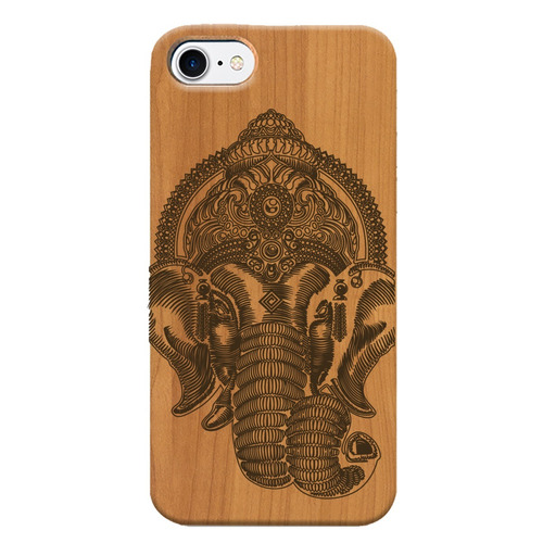 Funda iPhone 7/ 8 - Elefante Hindu - Madera Grabada 