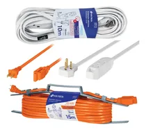 Comprar Extensión Eléctrica 10 M Blanca Con Extensión Uso Rudo 15mts
