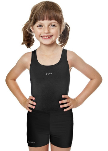 Malla Enteriza Niña + Short Natacion Nena Pileta Cloro Safit