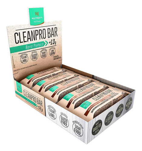 Cleanpro Barra Baunilha Cacau 10 Unid. - Vegana, Zero Açúcar