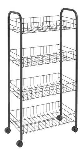 Carrito Organizador Multiusos De Metal Polytherm 4 Bandejas Color Plateado