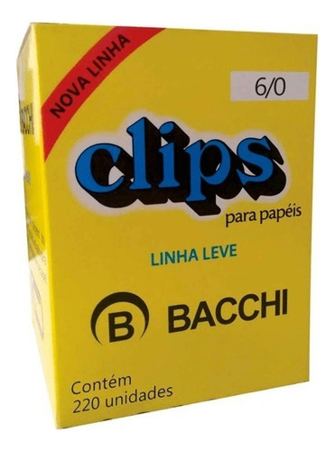 Clips 6 Bacchi Galvanizados 6/0 220 Un C/ 500g Clipes Nro 6 Cor Cinza